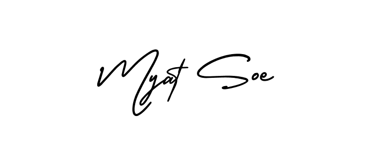 How to make Myat Soe name signature. Use AmerikaSignatureDemo-Regular style for creating short signs online. This is the latest handwritten sign. Myat Soe signature style 3 images and pictures png