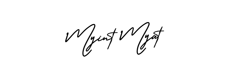 How to make Myint Myat name signature. Use AmerikaSignatureDemo-Regular style for creating short signs online. This is the latest handwritten sign. Myint Myat signature style 3 images and pictures png