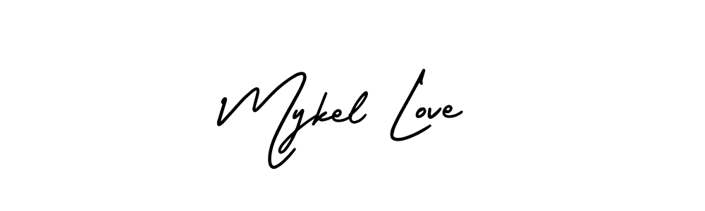 How to make Mykel Love name signature. Use AmerikaSignatureDemo-Regular style for creating short signs online. This is the latest handwritten sign. Mykel Love signature style 3 images and pictures png