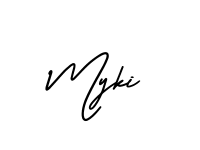 You should practise on your own different ways (AmerikaSignatureDemo-Regular) to write your name (Myki) in signature. don't let someone else do it for you. Myki signature style 3 images and pictures png