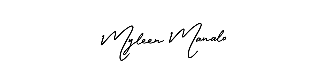 The best way (AmerikaSignatureDemo-Regular) to make a short signature is to pick only two or three words in your name. The name Myleen Manalo include a total of six letters. For converting this name. Myleen Manalo signature style 3 images and pictures png