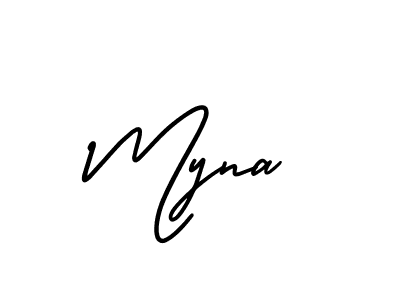 Make a beautiful signature design for name Myna. With this signature (AmerikaSignatureDemo-Regular) style, you can create a handwritten signature for free. Myna signature style 3 images and pictures png