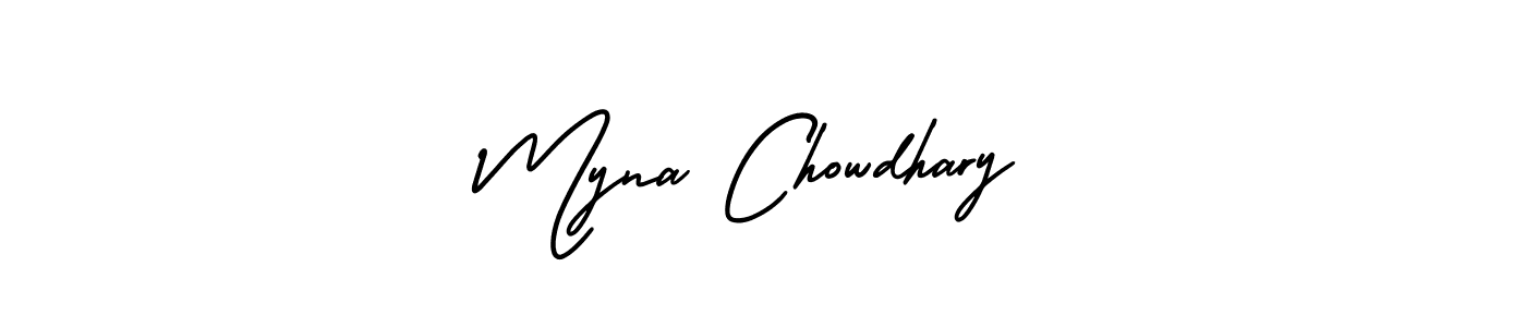 Make a beautiful signature design for name Myna Chowdhary. With this signature (AmerikaSignatureDemo-Regular) style, you can create a handwritten signature for free. Myna Chowdhary signature style 3 images and pictures png