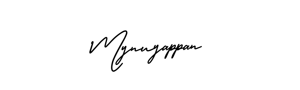 The best way (AmerikaSignatureDemo-Regular) to make a short signature is to pick only two or three words in your name. The name Mynuyappan include a total of six letters. For converting this name. Mynuyappan signature style 3 images and pictures png