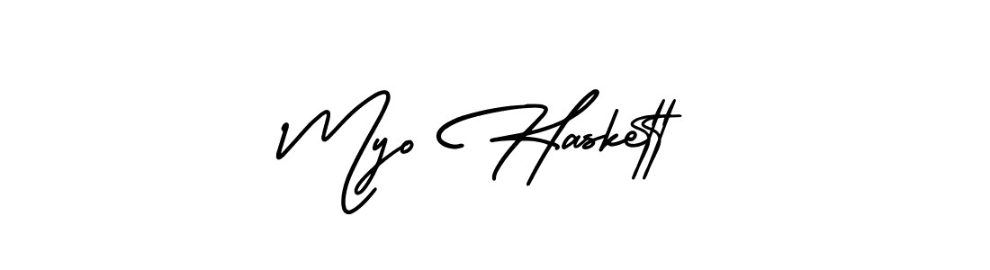 Myo Haskett stylish signature style. Best Handwritten Sign (AmerikaSignatureDemo-Regular) for my name. Handwritten Signature Collection Ideas for my name Myo Haskett. Myo Haskett signature style 3 images and pictures png