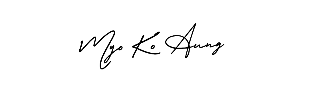 Myo Ko Aung stylish signature style. Best Handwritten Sign (AmerikaSignatureDemo-Regular) for my name. Handwritten Signature Collection Ideas for my name Myo Ko Aung. Myo Ko Aung signature style 3 images and pictures png