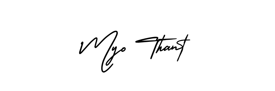 Myo Thant stylish signature style. Best Handwritten Sign (AmerikaSignatureDemo-Regular) for my name. Handwritten Signature Collection Ideas for my name Myo Thant. Myo Thant signature style 3 images and pictures png
