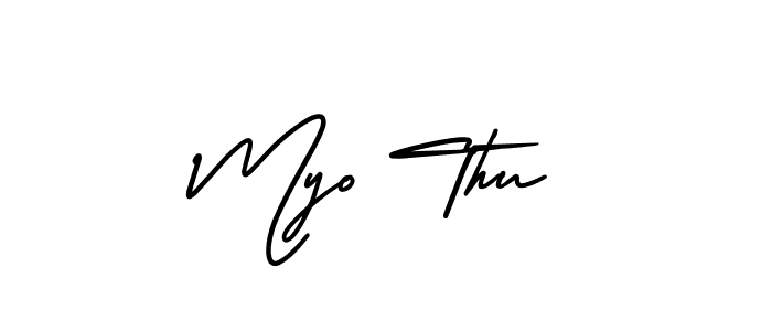 Myo Thu stylish signature style. Best Handwritten Sign (AmerikaSignatureDemo-Regular) for my name. Handwritten Signature Collection Ideas for my name Myo Thu. Myo Thu signature style 3 images and pictures png