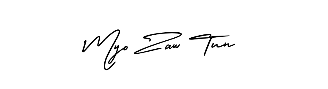 Myo Zaw Tun stylish signature style. Best Handwritten Sign (AmerikaSignatureDemo-Regular) for my name. Handwritten Signature Collection Ideas for my name Myo Zaw Tun. Myo Zaw Tun signature style 3 images and pictures png