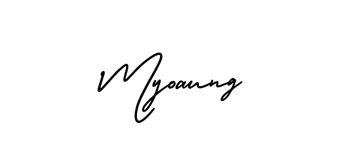 Use a signature maker to create a handwritten signature online. With this signature software, you can design (AmerikaSignatureDemo-Regular) your own signature for name Myoaung. Myoaung signature style 3 images and pictures png