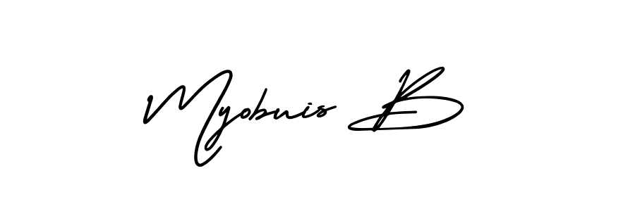 It looks lik you need a new signature style for name Myobuis B. Design unique handwritten (AmerikaSignatureDemo-Regular) signature with our free signature maker in just a few clicks. Myobuis B signature style 3 images and pictures png