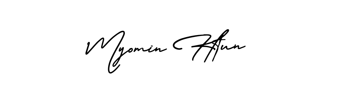 Similarly AmerikaSignatureDemo-Regular is the best handwritten signature design. Signature creator online .You can use it as an online autograph creator for name Myomin Htun. Myomin Htun signature style 3 images and pictures png
