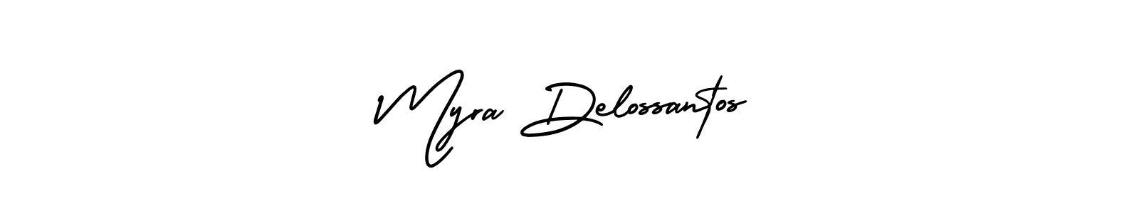 The best way (AmerikaSignatureDemo-Regular) to make a short signature is to pick only two or three words in your name. The name Myra Delossantos include a total of six letters. For converting this name. Myra Delossantos signature style 3 images and pictures png