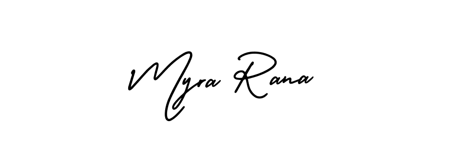 The best way (AmerikaSignatureDemo-Regular) to make a short signature is to pick only two or three words in your name. The name Myra Rana include a total of six letters. For converting this name. Myra Rana signature style 3 images and pictures png
