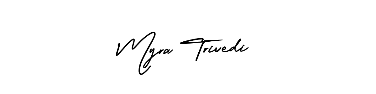 You should practise on your own different ways (AmerikaSignatureDemo-Regular) to write your name (Myra Trivedi) in signature. don't let someone else do it for you. Myra Trivedi signature style 3 images and pictures png