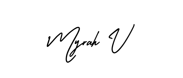 How to Draw Myrah V signature style? AmerikaSignatureDemo-Regular is a latest design signature styles for name Myrah V. Myrah V signature style 3 images and pictures png
