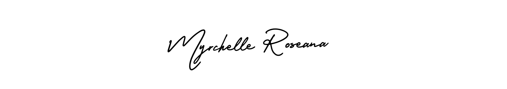 Similarly AmerikaSignatureDemo-Regular is the best handwritten signature design. Signature creator online .You can use it as an online autograph creator for name Myrchelle Roseana. Myrchelle Roseana signature style 3 images and pictures png