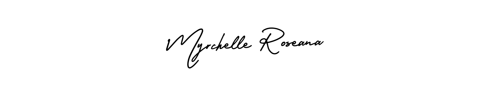 AmerikaSignatureDemo-Regular is a professional signature style that is perfect for those who want to add a touch of class to their signature. It is also a great choice for those who want to make their signature more unique. Get Myrchelle Roseana name to fancy signature for free. Myrchelle Roseana signature style 3 images and pictures png