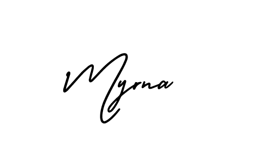 How to make Myrna name signature. Use AmerikaSignatureDemo-Regular style for creating short signs online. This is the latest handwritten sign. Myrna signature style 3 images and pictures png