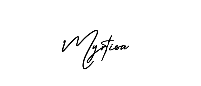 How to make Myrtisa name signature. Use AmerikaSignatureDemo-Regular style for creating short signs online. This is the latest handwritten sign. Myrtisa signature style 3 images and pictures png