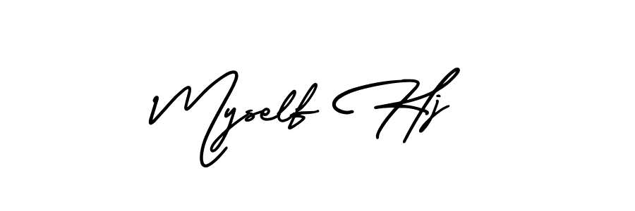 if you are searching for the best signature style for your name Myself Hj. so please give up your signature search. here we have designed multiple signature styles  using AmerikaSignatureDemo-Regular. Myself Hj signature style 3 images and pictures png