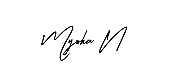 How to make Mysha N name signature. Use AmerikaSignatureDemo-Regular style for creating short signs online. This is the latest handwritten sign. Mysha N signature style 3 images and pictures png