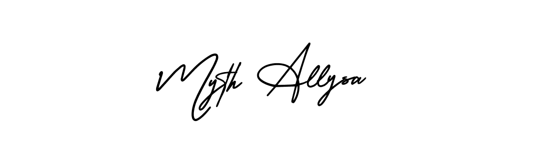 Similarly AmerikaSignatureDemo-Regular is the best handwritten signature design. Signature creator online .You can use it as an online autograph creator for name Myth Allysa. Myth Allysa signature style 3 images and pictures png
