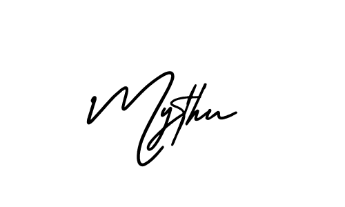 You should practise on your own different ways (AmerikaSignatureDemo-Regular) to write your name (Mythu) in signature. don't let someone else do it for you. Mythu signature style 3 images and pictures png
