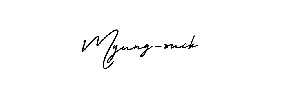 Also we have Myung-suck name is the best signature style. Create professional handwritten signature collection using AmerikaSignatureDemo-Regular autograph style. Myung-suck signature style 3 images and pictures png