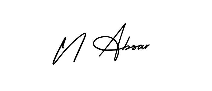 You should practise on your own different ways (AmerikaSignatureDemo-Regular) to write your name (N Absar) in signature. don't let someone else do it for you. N Absar signature style 3 images and pictures png
