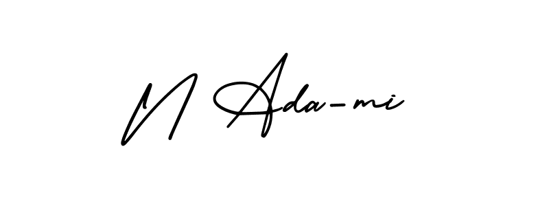 The best way (AmerikaSignatureDemo-Regular) to make a short signature is to pick only two or three words in your name. The name N Ada-mi include a total of six letters. For converting this name. N Ada-mi signature style 3 images and pictures png