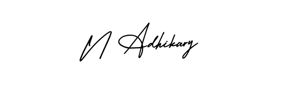 Make a beautiful signature design for name N Adhikary. With this signature (AmerikaSignatureDemo-Regular) style, you can create a handwritten signature for free. N Adhikary signature style 3 images and pictures png
