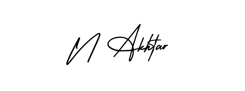 Use a signature maker to create a handwritten signature online. With this signature software, you can design (AmerikaSignatureDemo-Regular) your own signature for name N Akhtar. N Akhtar signature style 3 images and pictures png