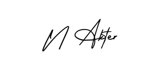 N Akter stylish signature style. Best Handwritten Sign (AmerikaSignatureDemo-Regular) for my name. Handwritten Signature Collection Ideas for my name N Akter. N Akter signature style 3 images and pictures png