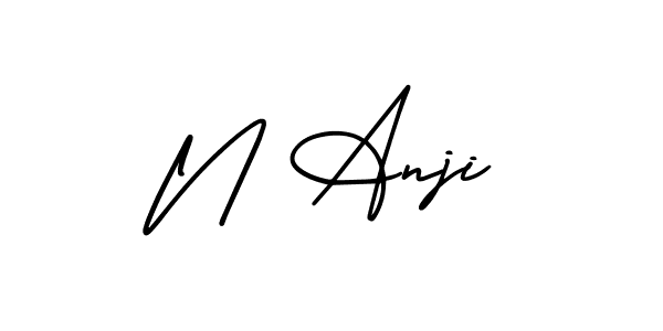 Design your own signature with our free online signature maker. With this signature software, you can create a handwritten (AmerikaSignatureDemo-Regular) signature for name N Anji. N Anji signature style 3 images and pictures png