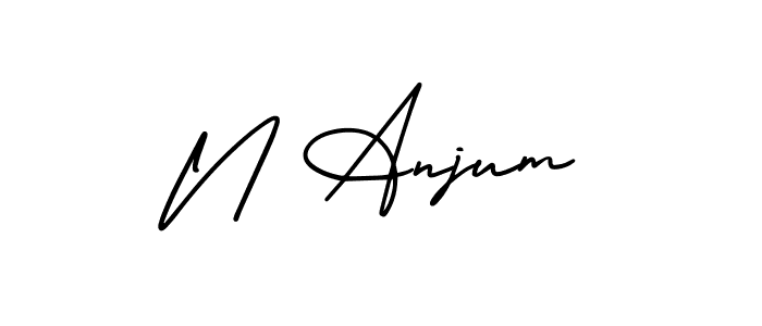 N Anjum stylish signature style. Best Handwritten Sign (AmerikaSignatureDemo-Regular) for my name. Handwritten Signature Collection Ideas for my name N Anjum. N Anjum signature style 3 images and pictures png