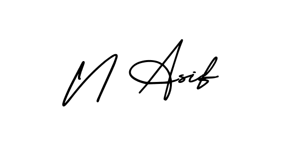 Design your own signature with our free online signature maker. With this signature software, you can create a handwritten (AmerikaSignatureDemo-Regular) signature for name N Asif. N Asif signature style 3 images and pictures png