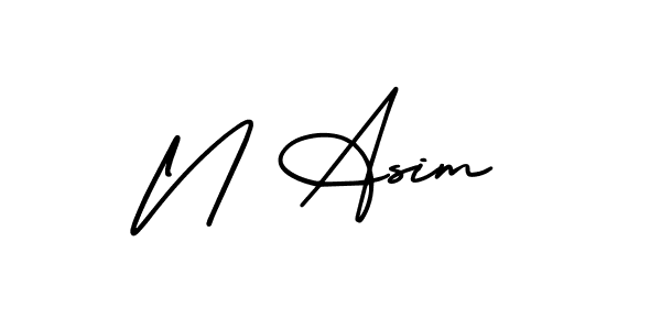 How to make N Asim name signature. Use AmerikaSignatureDemo-Regular style for creating short signs online. This is the latest handwritten sign. N Asim signature style 3 images and pictures png