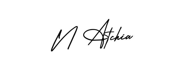 How to make N Atchia name signature. Use AmerikaSignatureDemo-Regular style for creating short signs online. This is the latest handwritten sign. N Atchia signature style 3 images and pictures png