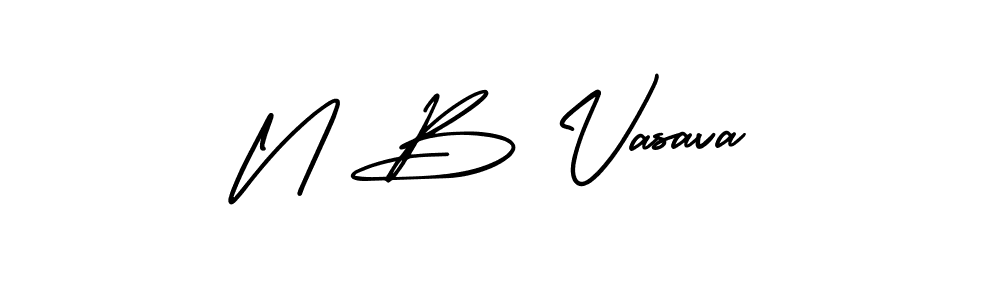 The best way (AmerikaSignatureDemo-Regular) to make a short signature is to pick only two or three words in your name. The name N B Vasava include a total of six letters. For converting this name. N B Vasava signature style 3 images and pictures png