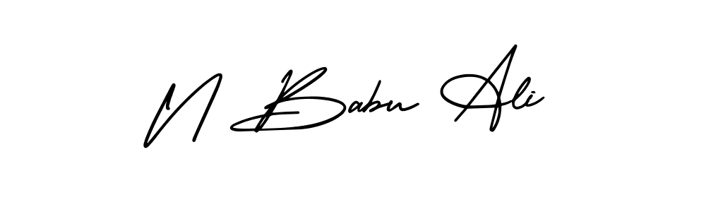 This is the best signature style for the N Babu Ali name. Also you like these signature font (AmerikaSignatureDemo-Regular). Mix name signature. N Babu Ali signature style 3 images and pictures png