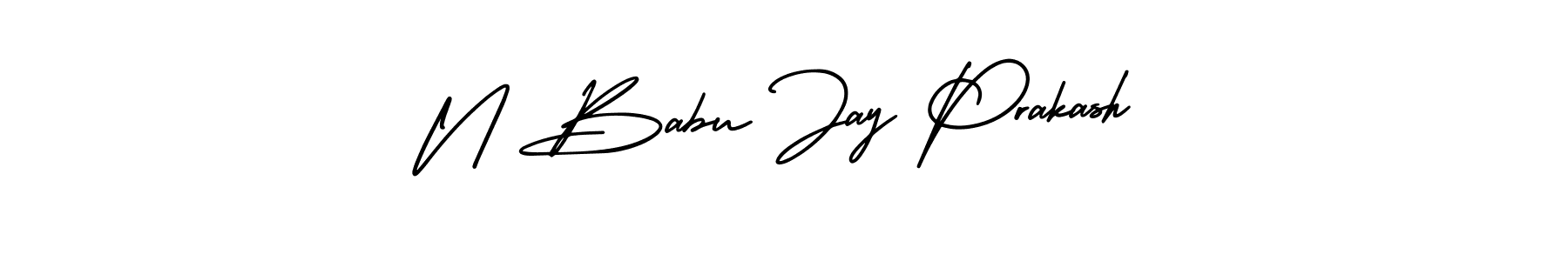 The best way (AmerikaSignatureDemo-Regular) to make a short signature is to pick only two or three words in your name. The name N Babu Jay Prakash include a total of six letters. For converting this name. N Babu Jay Prakash signature style 3 images and pictures png