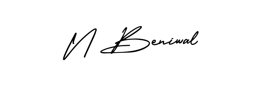 AmerikaSignatureDemo-Regular is a professional signature style that is perfect for those who want to add a touch of class to their signature. It is also a great choice for those who want to make their signature more unique. Get N Beniwal name to fancy signature for free. N Beniwal signature style 3 images and pictures png