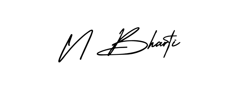 You should practise on your own different ways (AmerikaSignatureDemo-Regular) to write your name (N Bharti) in signature. don't let someone else do it for you. N Bharti signature style 3 images and pictures png