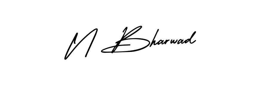 Make a beautiful signature design for name N Bharwad. With this signature (AmerikaSignatureDemo-Regular) style, you can create a handwritten signature for free. N Bharwad signature style 3 images and pictures png