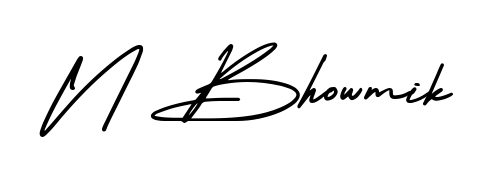You should practise on your own different ways (AmerikaSignatureDemo-Regular) to write your name (N Bhowmik) in signature. Don't let someone else do it for you. N Bhowmik signature style 3 images and pictures png