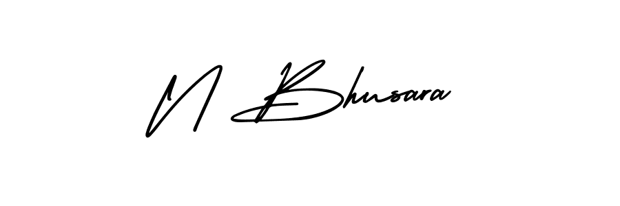 You should practise on your own different ways (AmerikaSignatureDemo-Regular) to write your name (N Bhusara) in signature. don't let someone else do it for you. N Bhusara signature style 3 images and pictures png