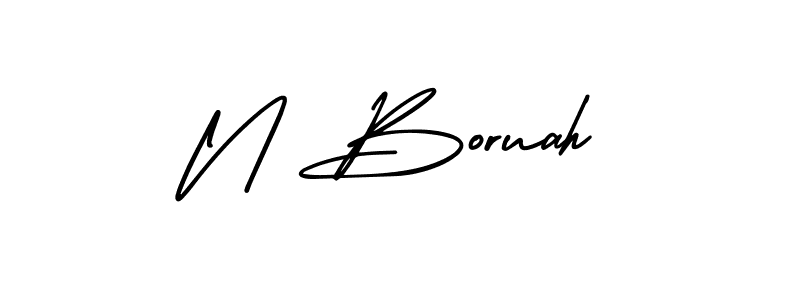 N Boruah stylish signature style. Best Handwritten Sign (AmerikaSignatureDemo-Regular) for my name. Handwritten Signature Collection Ideas for my name N Boruah. N Boruah signature style 3 images and pictures png