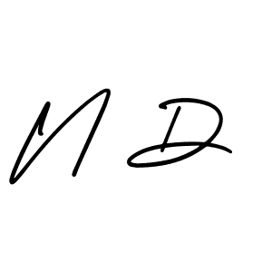 The best way (AmerikaSignatureDemo-Regular) to make a short signature is to pick only two or three words in your name. The name N D include a total of six letters. For converting this name. N D signature style 3 images and pictures png