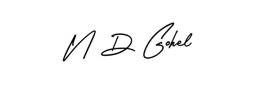 You should practise on your own different ways (AmerikaSignatureDemo-Regular) to write your name (N D Gohel) in signature. don't let someone else do it for you. N D Gohel signature style 3 images and pictures png